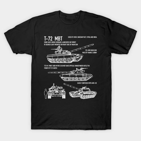 

russian army t-72 tank mbt blueprint t-shirt. summer cotton short sleeve o-neck men's t shirt s-3xl t-shirts, White;black
