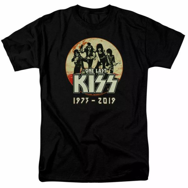 

kiss one last kiss 1973-2019 t shirt licensed hard rock n roll all night black, White;black