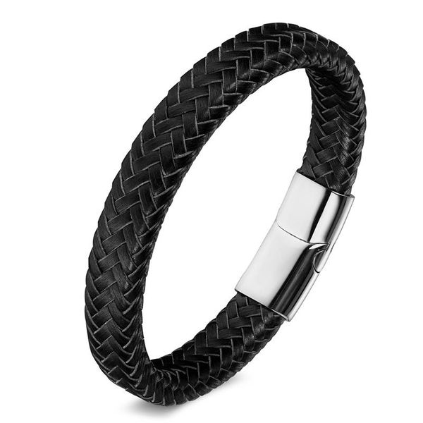 

charm bracelets xionghang bracelet hand weave black leather rope chain stainless steel magnetic buckle bangles men's, Golden;silver