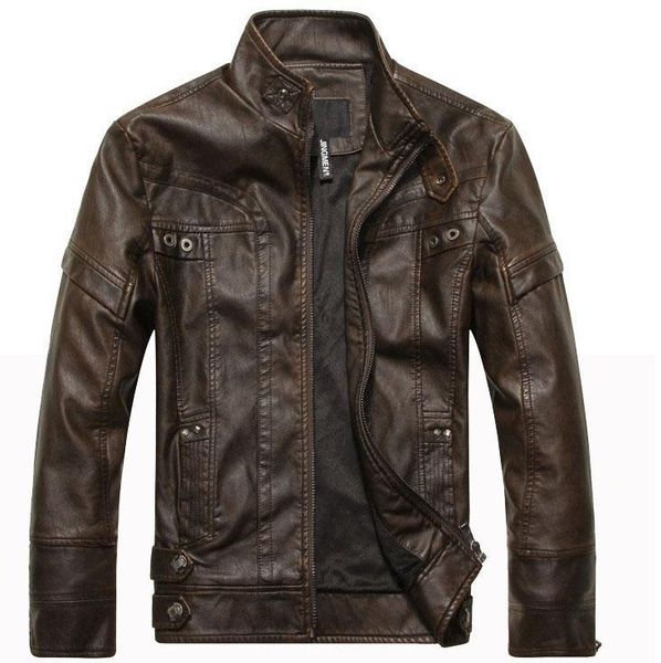 

men's fur & faux arrive brand motorcycle leather jacket men jackets jaqueta de couro masculina mens coats, Black