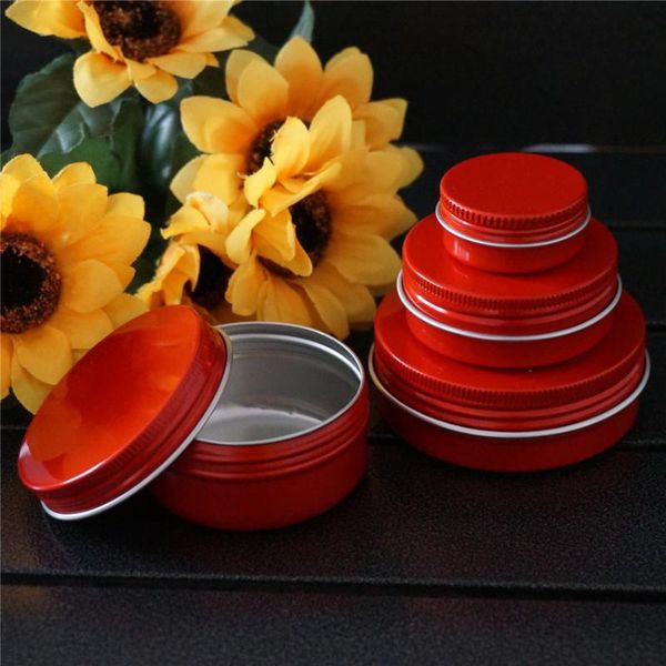 

storage bottles & jars 15/30/50/60g empty red round small aluminum box metal tin diy cream refillable jar tea pot containers