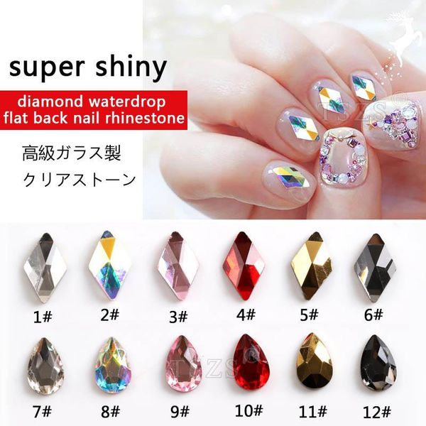 

15pcs/lot flatback diamond water drop rhinestones diy nail art glass stones 3d decoration1, Silver;gold