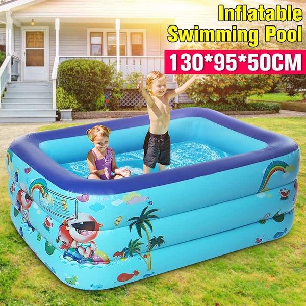 

pool & accessories 130x95x50cm inflatable swimming adults kids bathing tub rectangular outdoor indoor summer pvc paddling