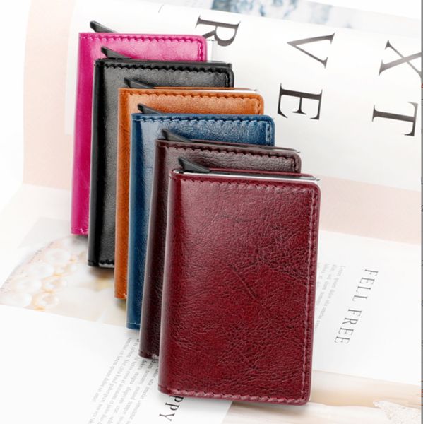 

wholesales customize kb232-kb236 rfid anti-theft money clips men's automatic bullet card anti-magnetic business card case metal aluminu, Black