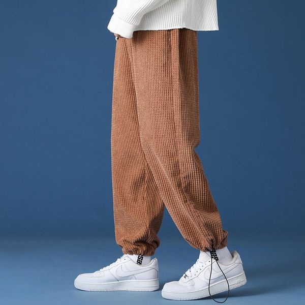 

men's suits & blazers corduroy pants, sports high street guard handsome harajuku style, nine-point trend, korean version, White;black