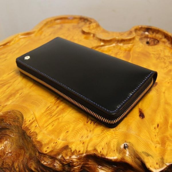 

imported hand-made long zipper wallets purses women men clutch vegetable tanned leather horseback skin card holder, Red;black