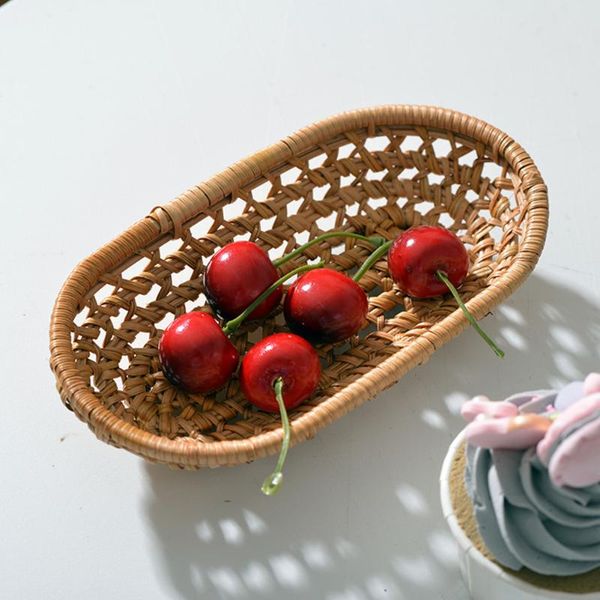 

wildÂ rattan hand woven fruit basket container storage tray bread plate for home kitchen baskets