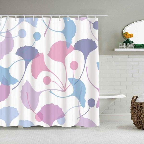 

shower curtain herb ginkgo nordic biloba nature flora waterproof bath curtains hooks included -bathroom decorative ideas