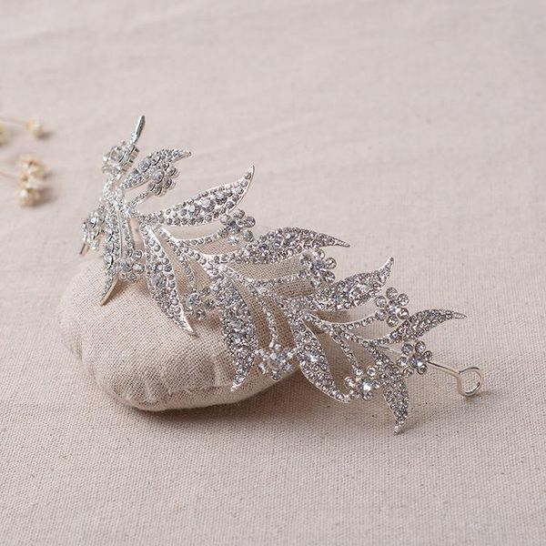 

hair clips & barrettes baroque bridal branches crystal rhinestone flower tiara hairdress jewelry accessories wedding hairband pageant prom c, Golden;silver