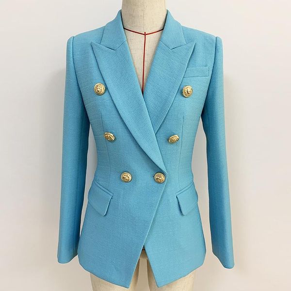 

women's suits & blazers est nice runway designer blazer jacket classic lion buttons double breasted slim fitting, White;black