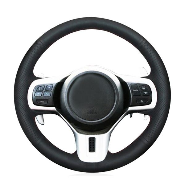 

steering wheel covers black genuine leather hand-stitched car cover for mitsubishi lancer 10 evo evolution