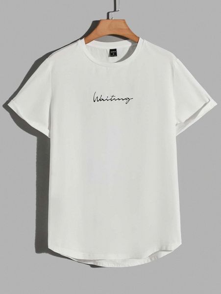 

men letter graphic crew neck tee z0em#, White;black