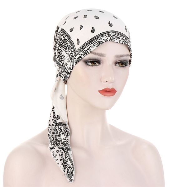 Kadın 2022 Yeni Moda Baskı Kadın Türban Şapka Yumuşak Elastik Çiçekler Lady Müslüman Headdress Wrap Kafa Eşarp Hijab Kapaklar Turbante
