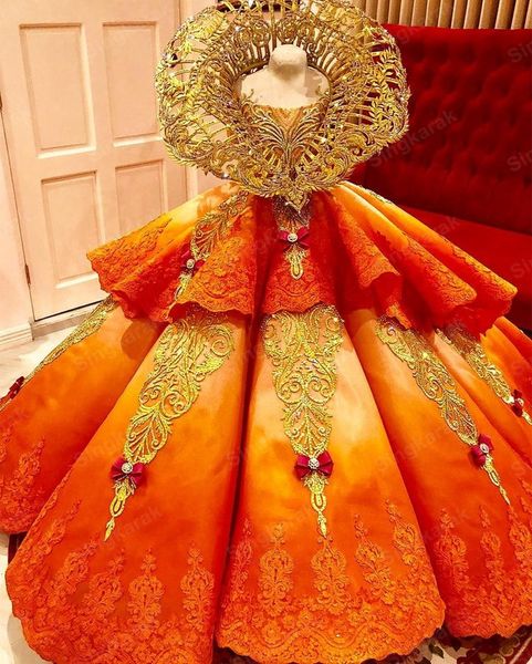 Nova chegada Princesa Gold Quinceanera Vestidos Vestidos de baile de vestido de vestido doce Boutique de Bridal Boutique