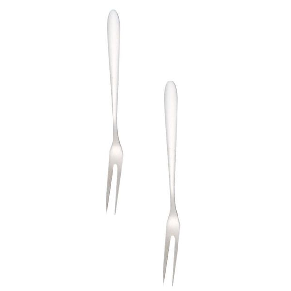 

forks 2pcs stainless steel fruit two-tine dessert long handle pitchforks