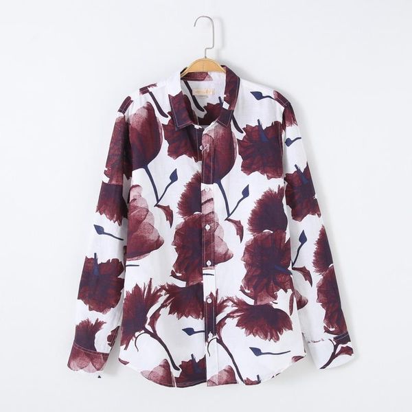 

men's casual shirts arrival linen and cotton autumn long sleeve shirt men brand fashion printing mens breathable male camisa, White;black