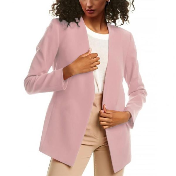 

women's suits & blazers blazer jacket cardigan resistant polyester solid color slim fit lady suit turn-down collar for winter outwear, White;black