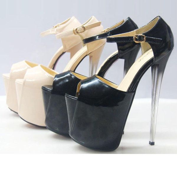 

sandals 19cm peep toe high heels stripper full dress models party pole dance shoes platform elegant concise show nightclub, Black