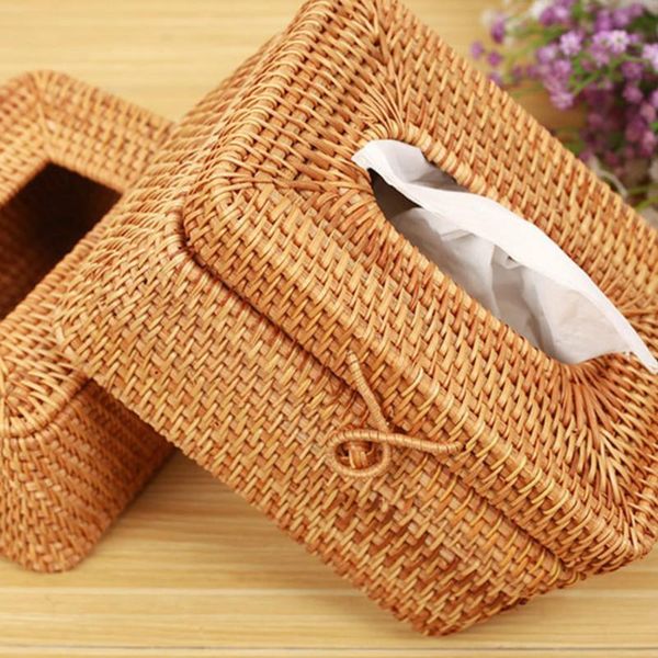 

storage baskets handmade rattan tissue box modern simple home living room sanitary paper fruit basket organizer