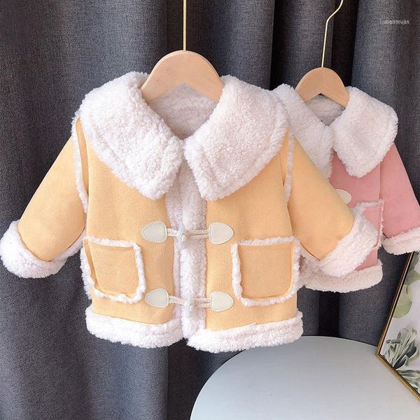 

jackets 2021 baby girls winter coat cashmere soft warm sweet princess kids overcoats children outfit clothes1, Blue;gray