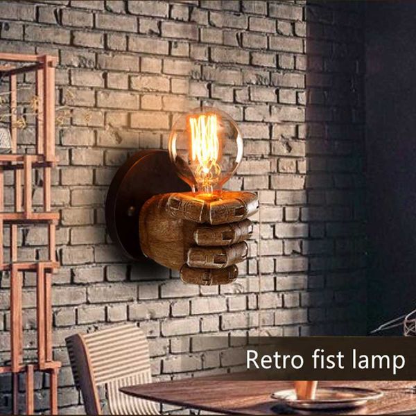 

wall lamp retro fist bar restaurant cafe decorative left hand right e27 bulb