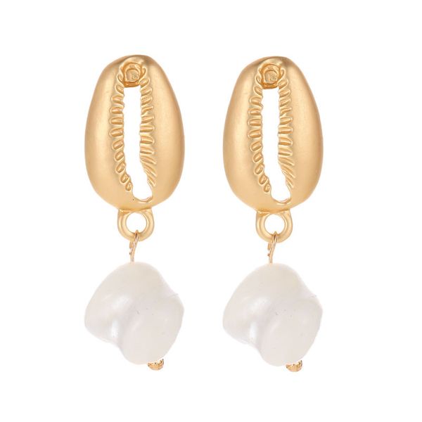 

earrings small fragrance temperament shell pearl earrings creative trend ear accessories women, Golden