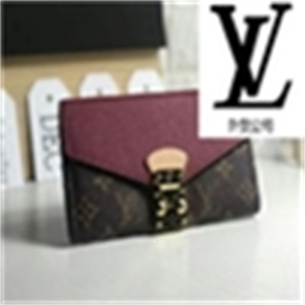 

m58414 rose snap closure s lock clutch real leather compact long wallets chain wallet pouches key card holders phone cases, Red;black