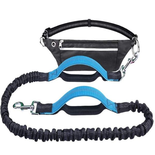 

dog collars & leashes hands- leash with waist bag reflective jogging dogs traction rope extendable bungee running nylon belt