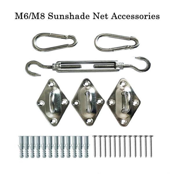 

shade 304 stainless steel sunshade net accessories m6/m8 lock tensioner square fixed buckle expansion screw for shading spare parts