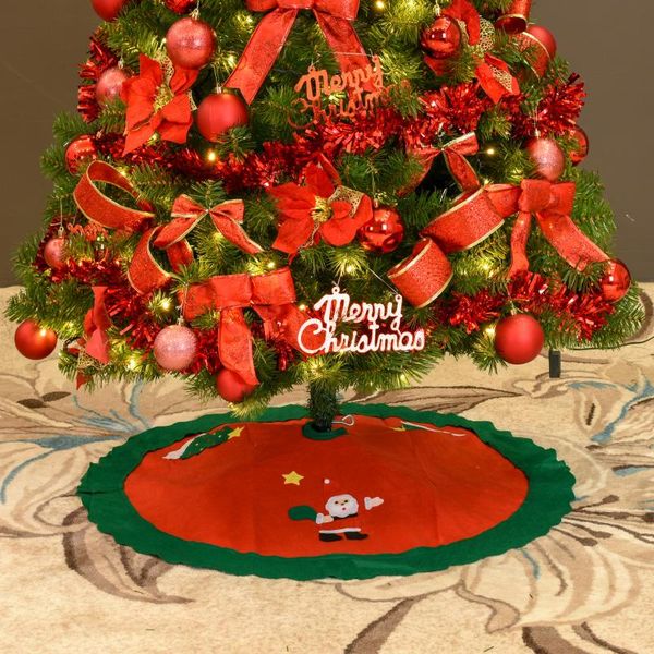 

christmas decorations tree skirt xmas decoration felt mat base cover santa snowman pattern red holiday party decor 90cm