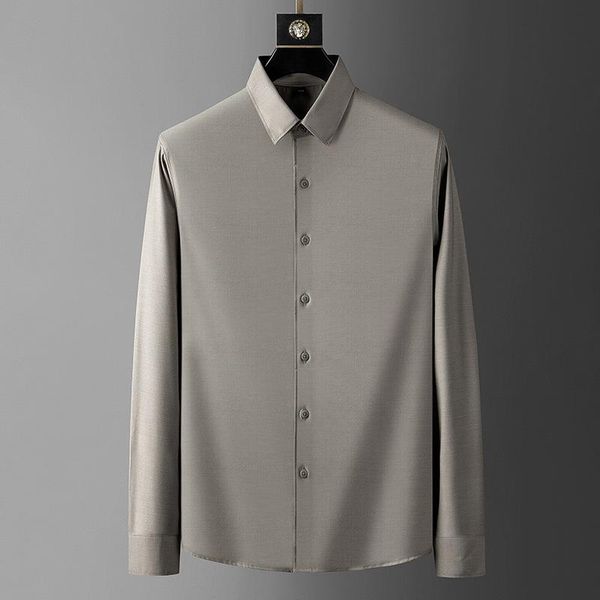 

men's casual shirts men clothing 2021 non-iron shirt loose large size solid color business camisas para hombre, White;black