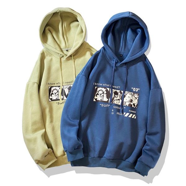 

men's hoodies & sweatshirts 2021 herfst winter katoen cartoon mannen jeugdige vitaliteit casual loose fit harajuku, Black