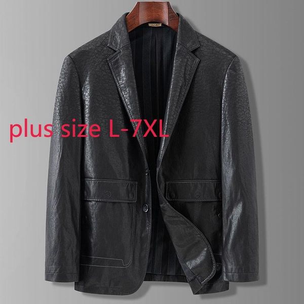 

men's suits & blazers arrival fashion autumn and winter young men oversized suit collar leather jacket plus size  xl 2xl 3xl 4xl 5xl 6, White;black