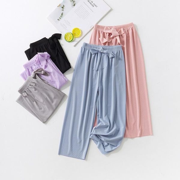 

trousers summer kids girls wide leg pants casual solid color teenage children, Blue