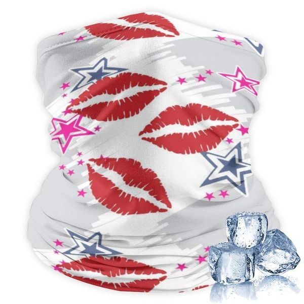 

scarves men women kiss red lips print with stars face mask multi-purpose neck gaiter windproof cover for riding motorcycle, Blue;gray