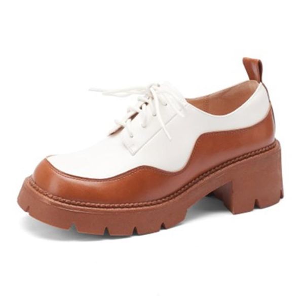 

dress shoes fanyuan 2022 square high heel pumps cow leather lace up women autumn fashion round toe short size 34-39, Black