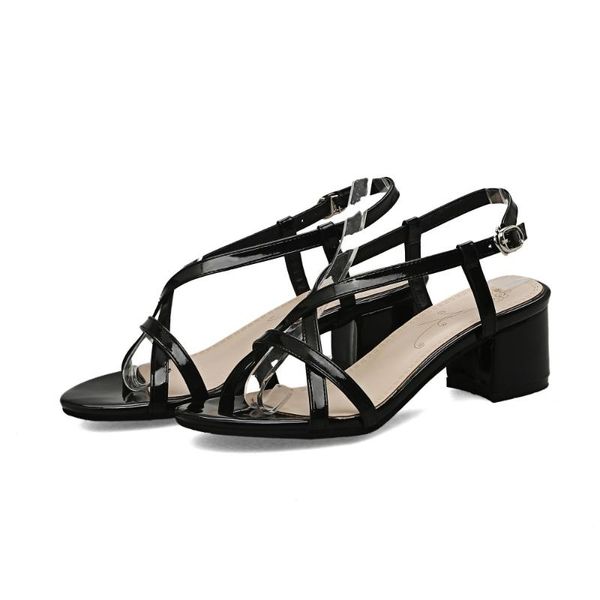 

big size 31-47 summer fashion women solid sweet heels sandals 3 colors, Black