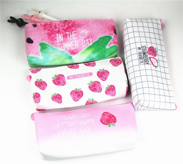

brief style strawberry capacity large high stationery pencil cases bag canvas bags storage organizer