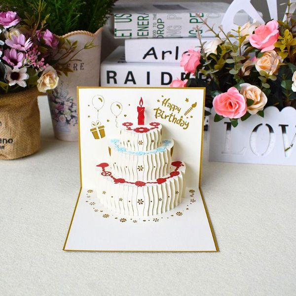 

up happy birthday greeting cards cake postcards invitations with envelope dropship