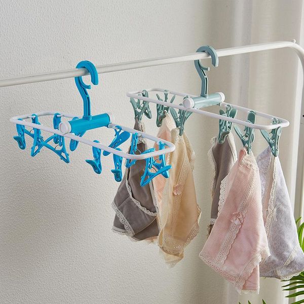 

hangers & racks 1 piece durable 12 clip plastic multifunctional windproof hook rope lock clothes hanger underwear socks