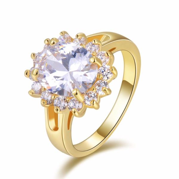 

wedding rings suohuan charm for women size 6-10 white zircon stone crystal gold filled band ring engagement finger jewelry gift, Slivery;golden