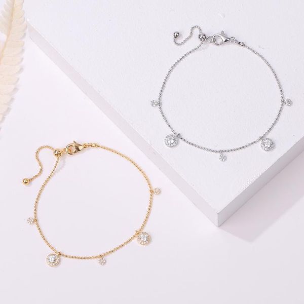 

charm bracelets sweet for women tassels zircon round waterdrop bracelet accessories jewelry gift boho beach creative chain, Golden;silver