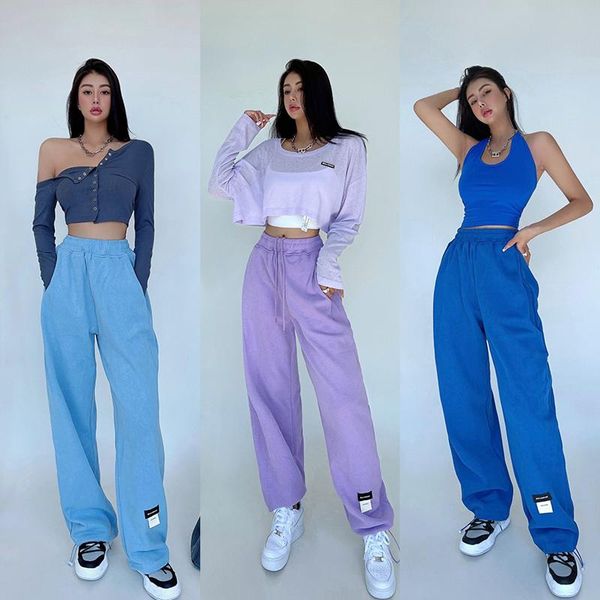 

women's pants & capris kawaii american drawstring trousers women autumn winter high waist loose wide leg girl female casual sweatpants, Black;white
