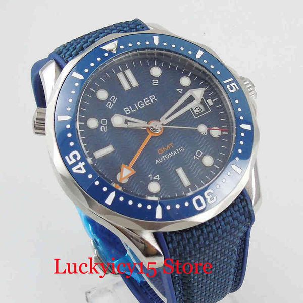 

mechanical sports style blue brain warriors sapphire crystal car date sier color case ceramic bezel, Slivery;brown
