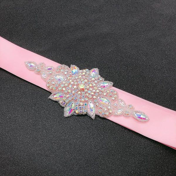 

wedding sashes sash bridal belts braided rhinestone crystal hairband for grown/formal dress women accessories b26, White
