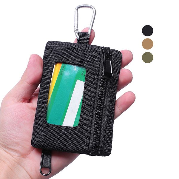 1000D Outdoor-Brieftasche, Geldbörse, Multifunktions-Schlüsselkartenetui, taktische Sport-Reißverschluss-Hüfttasche mit Karabiner