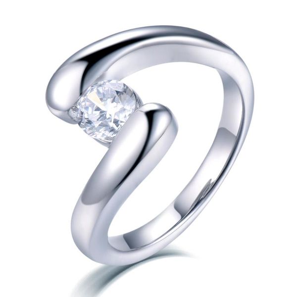 

cluster rings aiyanishi classic lovers solitaire ring 925 sterling silver 5mm sona promise wedding band for women bridal finger gift, Golden;silver