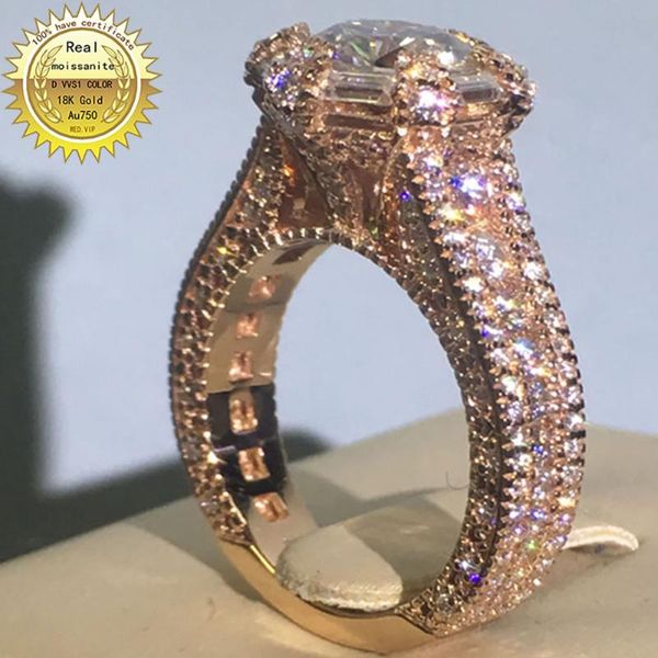 

cluster rings 14k white gold 3 round moissanite diamond ring women wedding party anniversary engagement elegant, Golden;silver