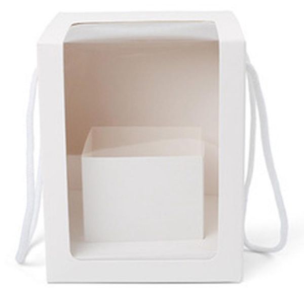 

gift wrap paper boxes clear window transparant square shape portable packing flower bags