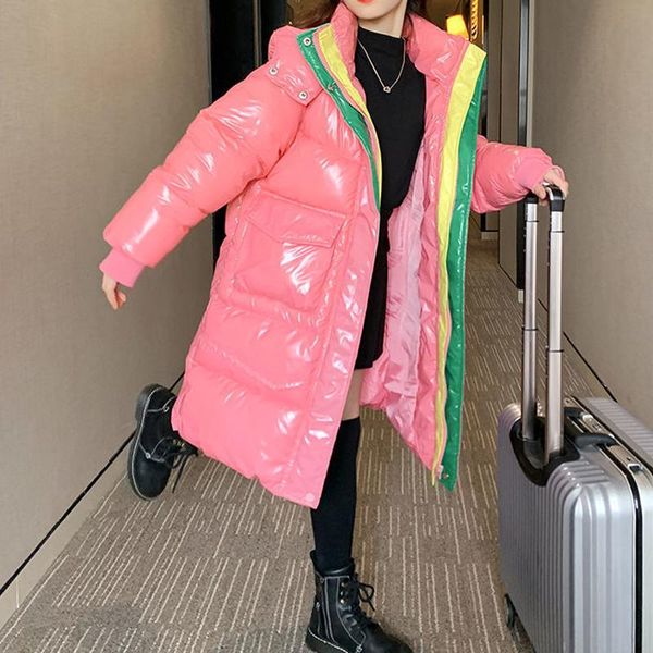 

down coat girls parka kids winter waterproof thicken warm outwear children's fashion solid color long jacket for 3-12 years, Blue;gray